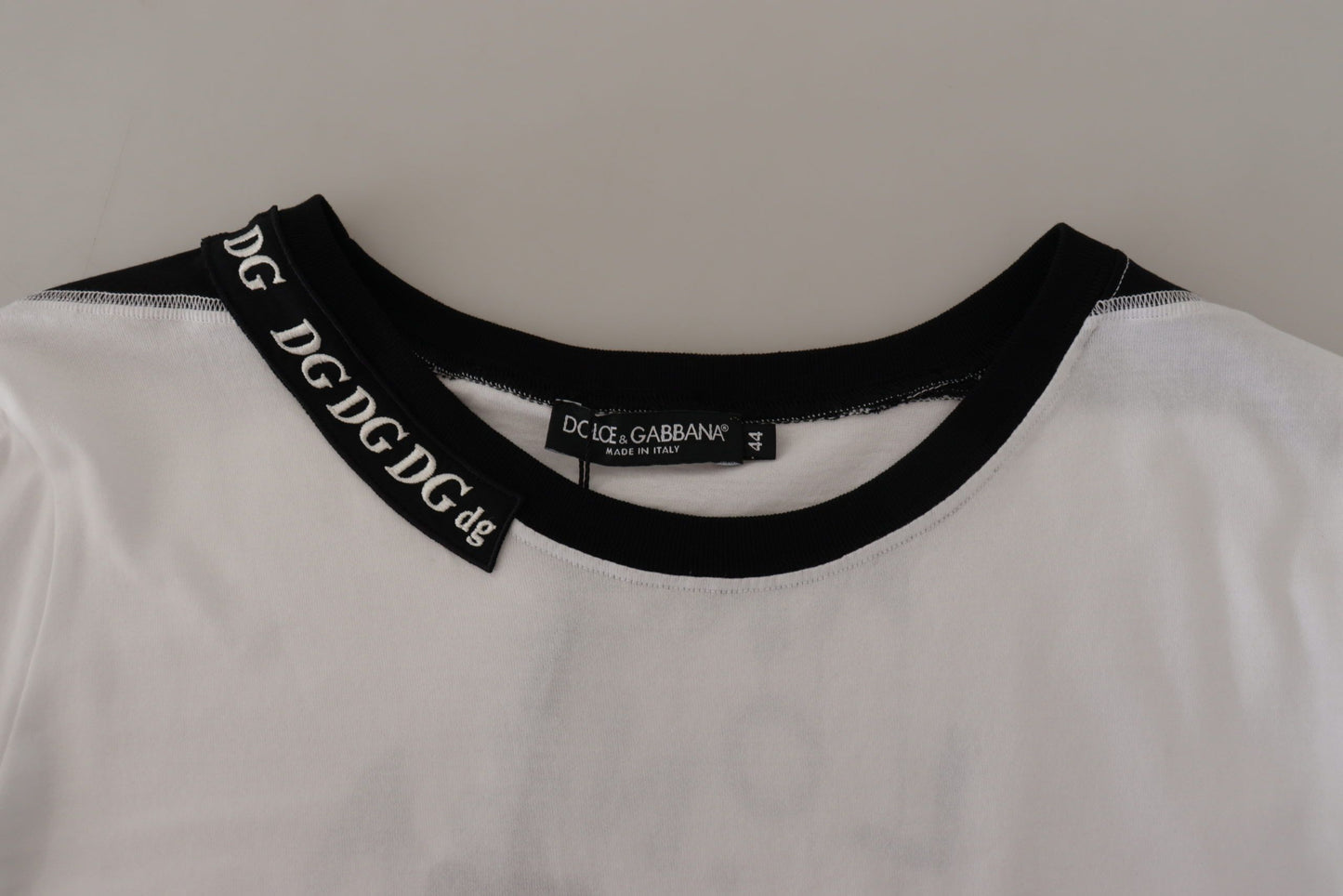 White Slogan Print Round Neck Cotton T-shirt