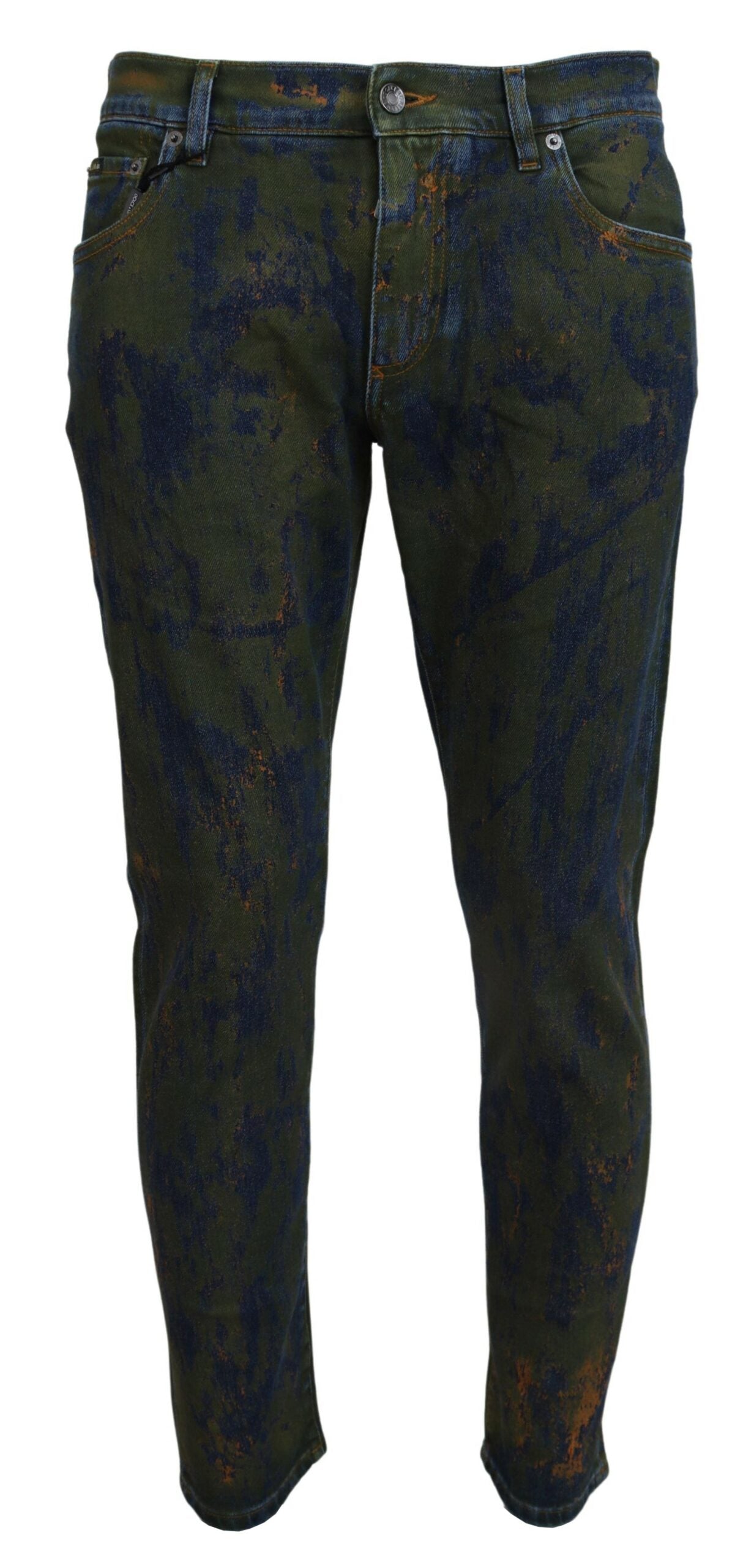 Blue Green Skinny Cotton Denim Jeans