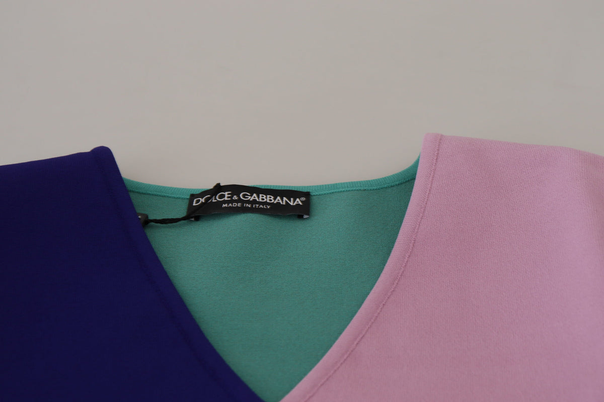 Multicolor V-neck Viscose Long Sleeves Sweater