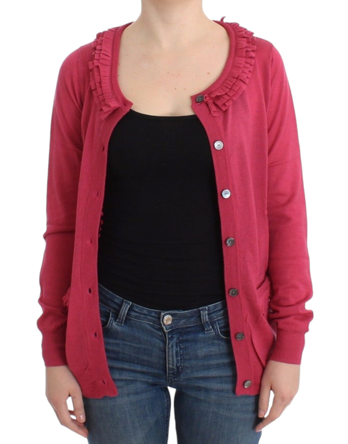 Pink wool cardigan
