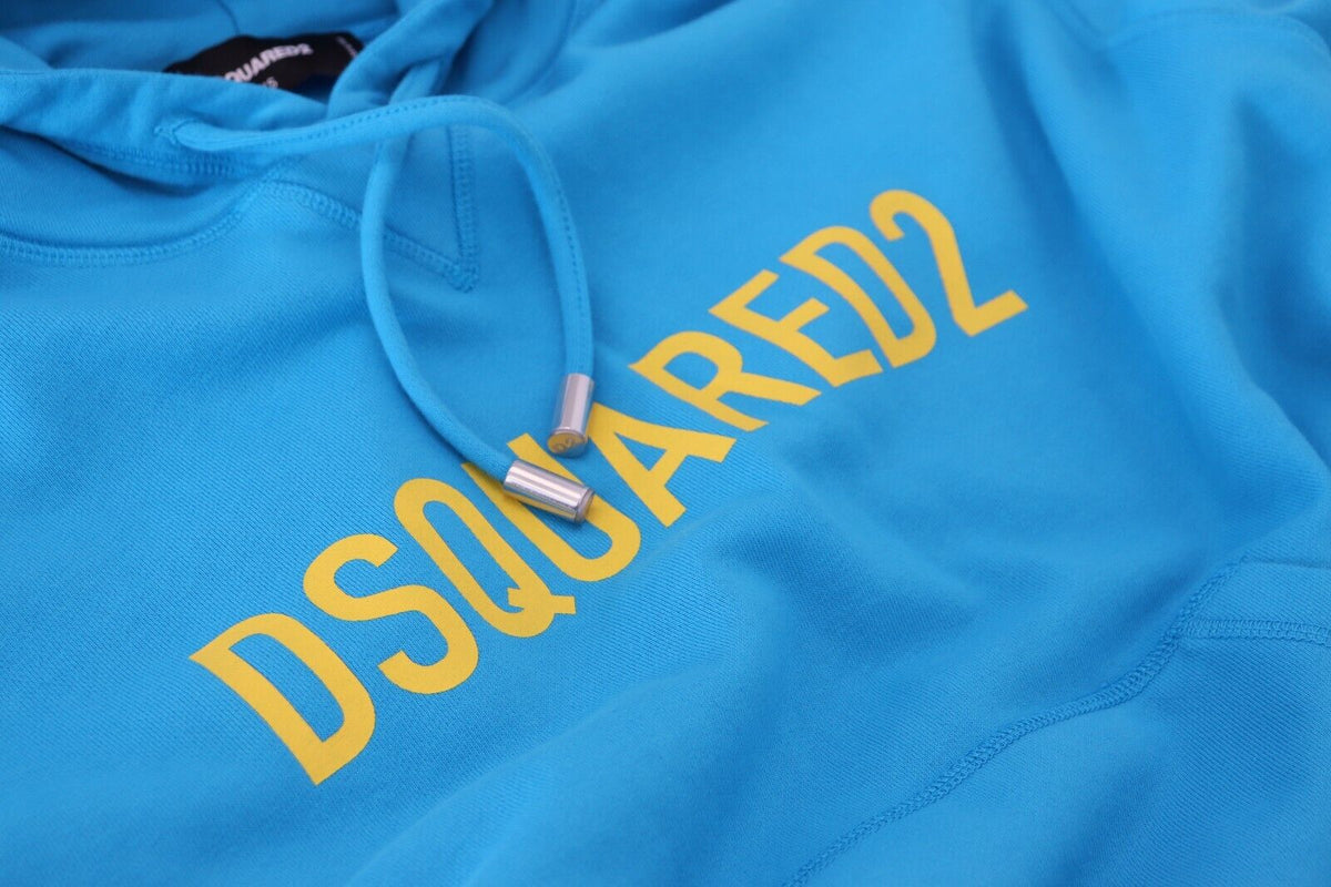 Blue Logo Print Cotton Hoodie Sweatshirt Sweater