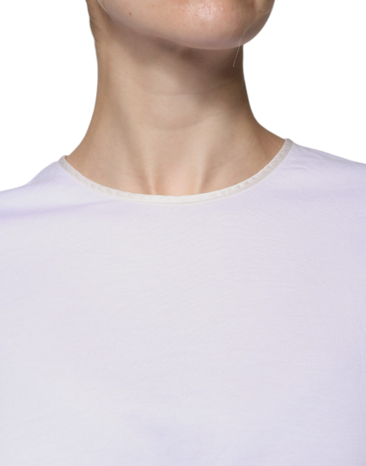 White Cotton Silk Round Neck Wrap Blouse Top