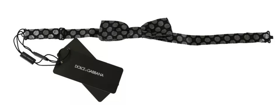 Dark Gray Silk Circles Men Necktie Bow Tie