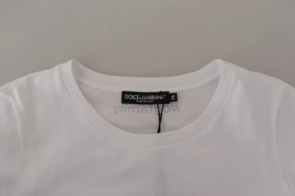 White #DGFamily Patch Top Cotton T-shirt