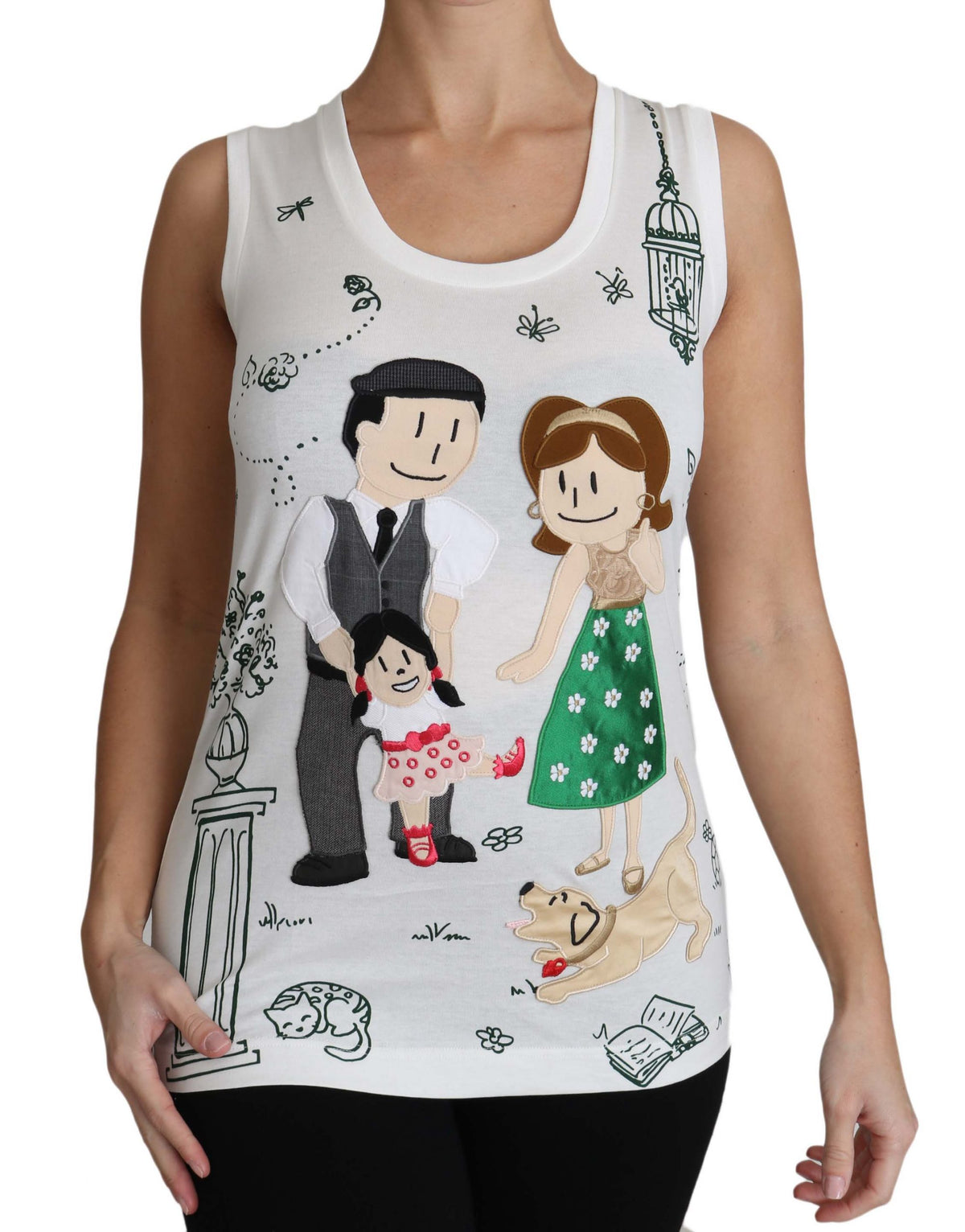 White Cotton #dgfamily Sleeveless Shirt Tank Top