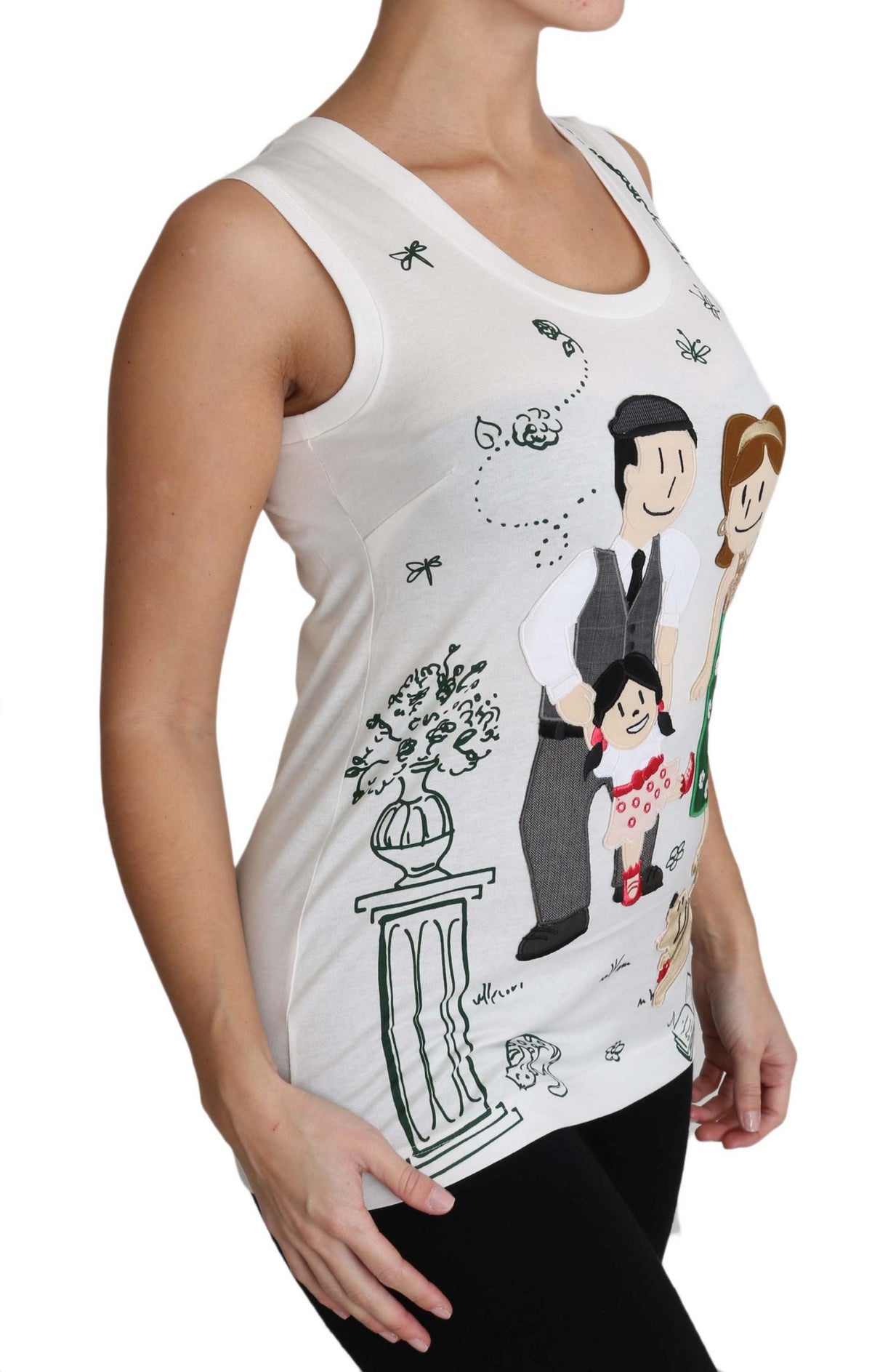 White Cotton #dgfamily Sleeveless Shirt Tank Top