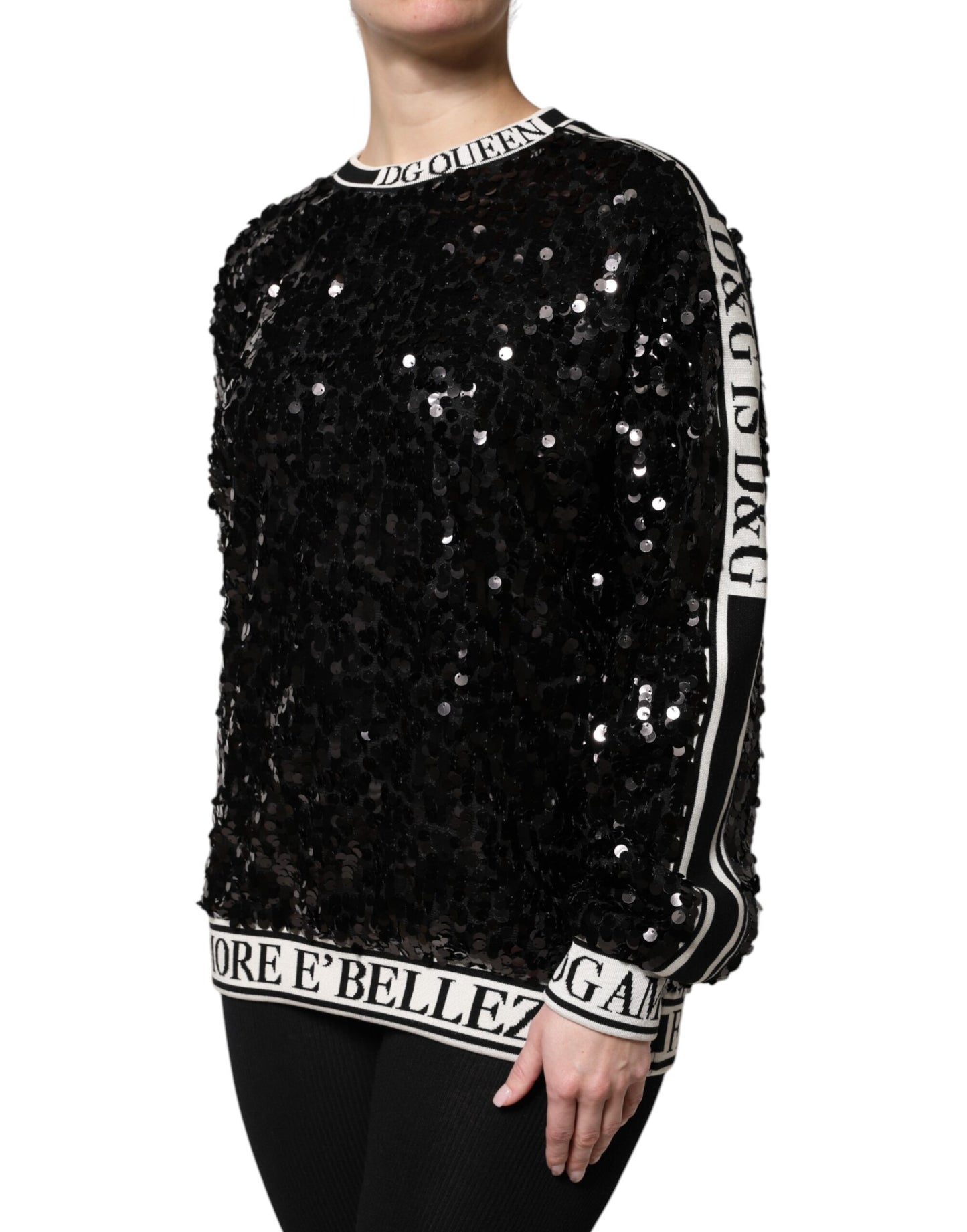Black DG Queen Sequin Pullover Sweater