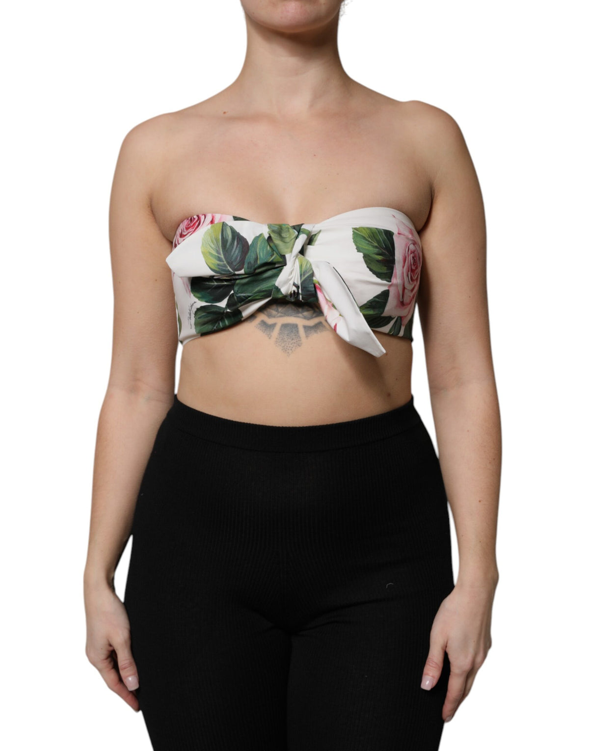 White Floral Print Cropped Bustier Corset Top