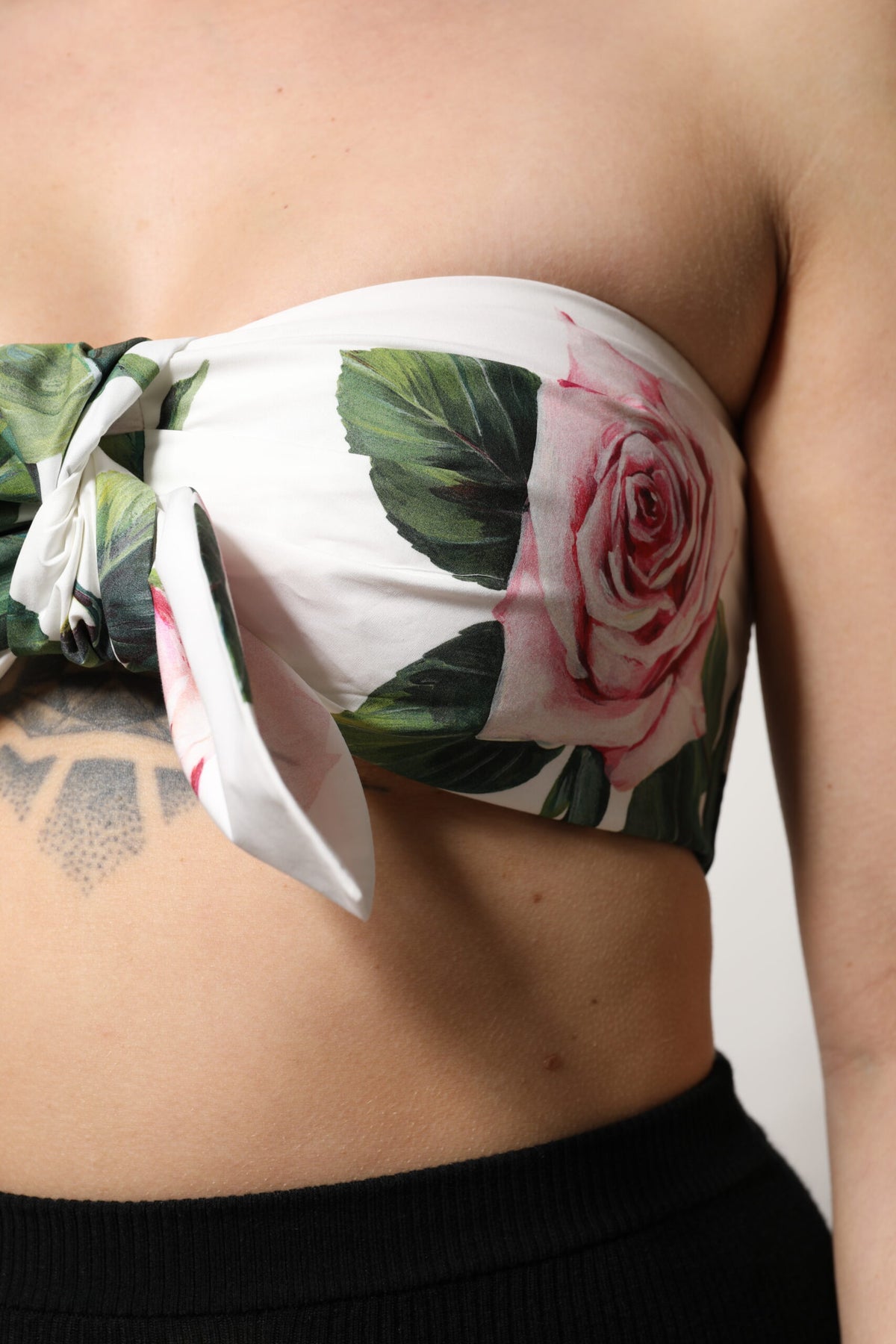 White Floral Print Cropped Bustier Corset Top
