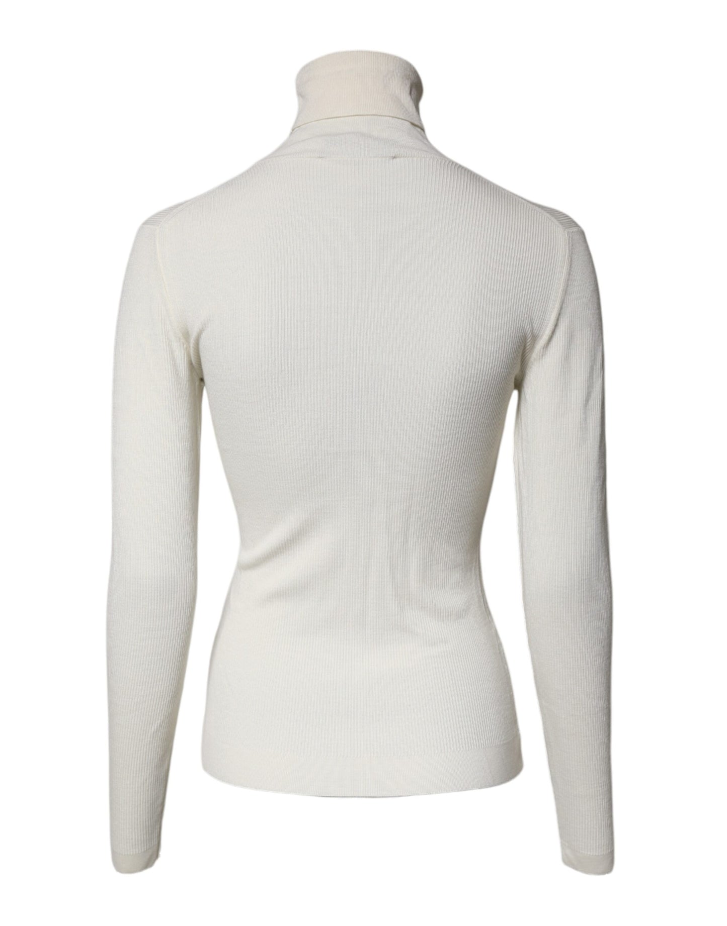 Cream Long Sleeves Turtleneck Slim Sweater