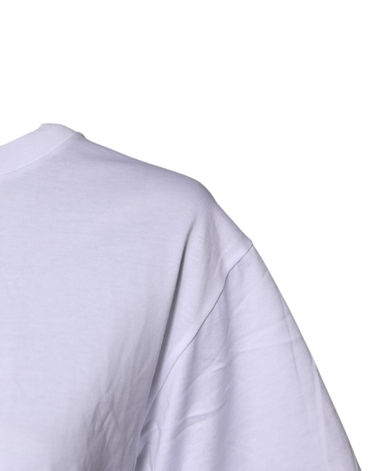 White Printed Round Neck Top Cotton T-shirt