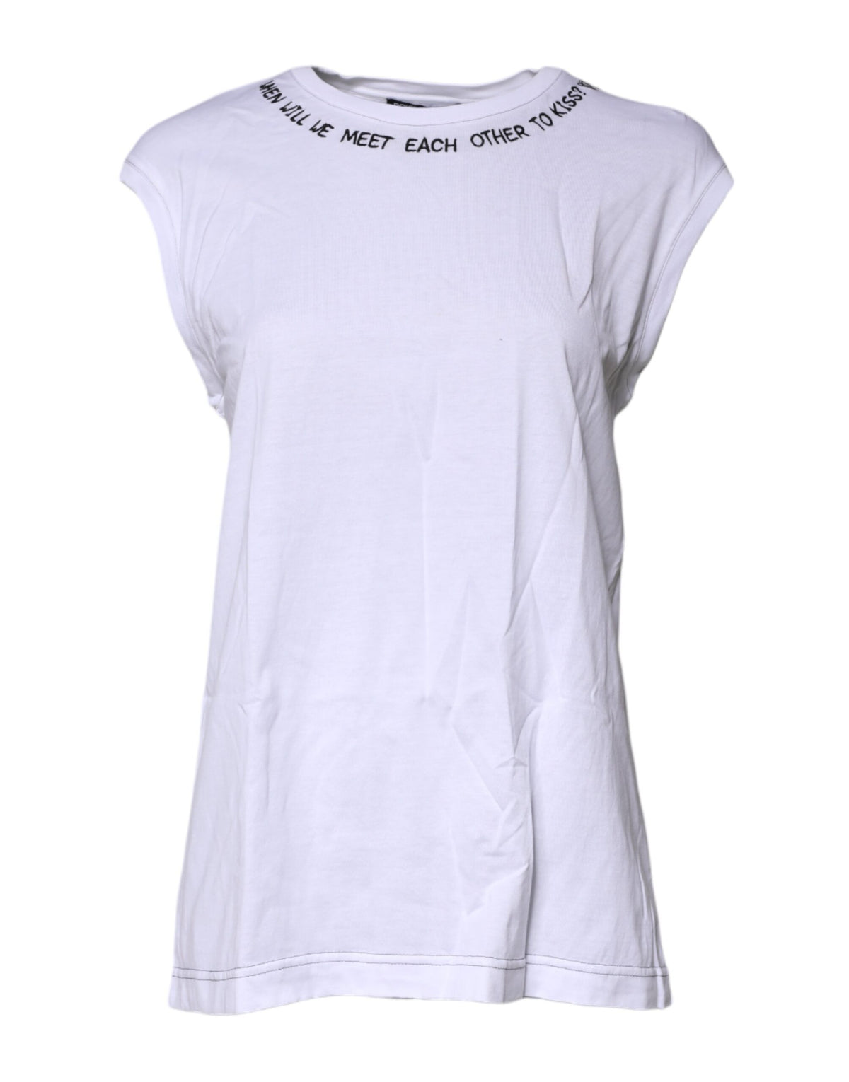 White Cotton Sleeveless Printed Tank T-shirt