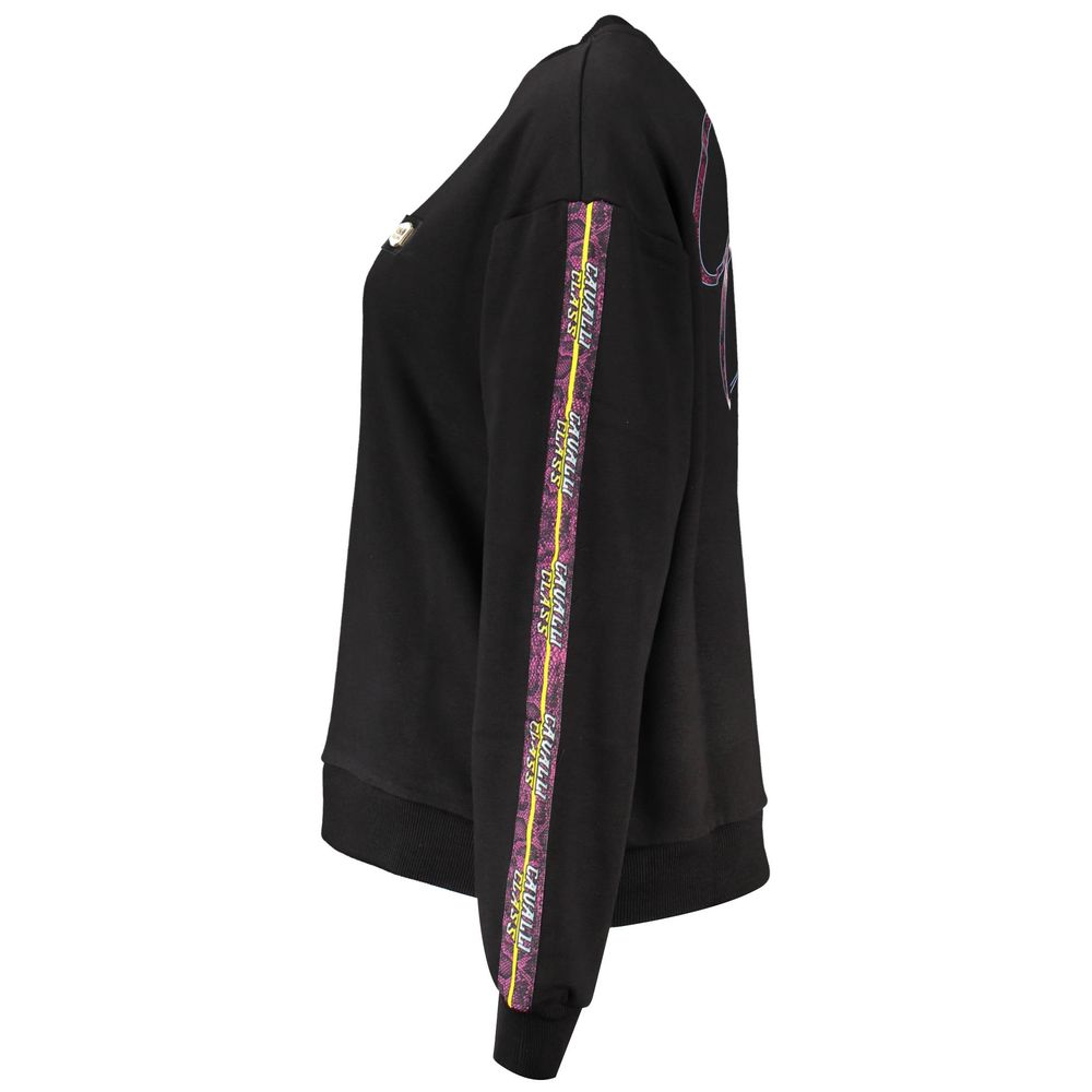 Black Cotton Women Sweatshirt