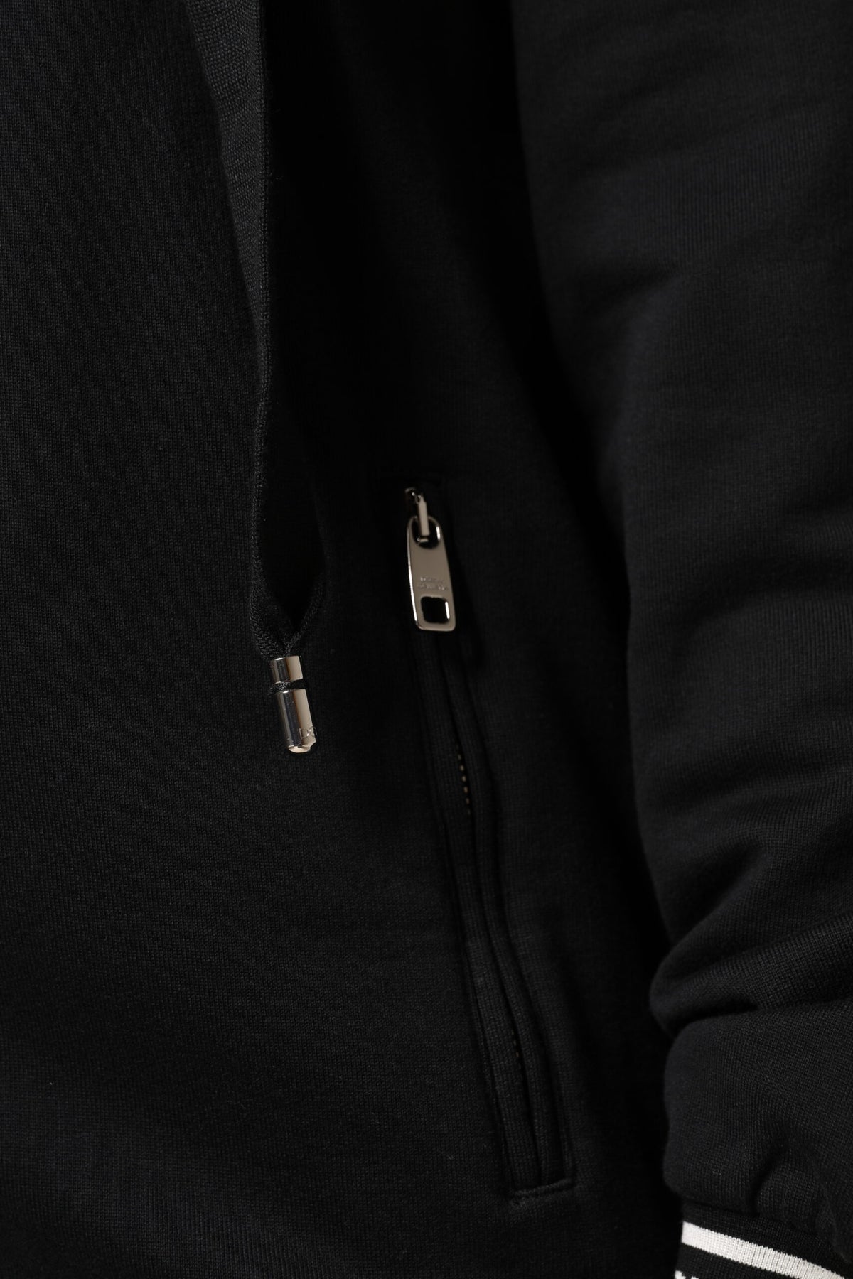 Black Cotton Hooded Full Zip Sweatshirt Sweater