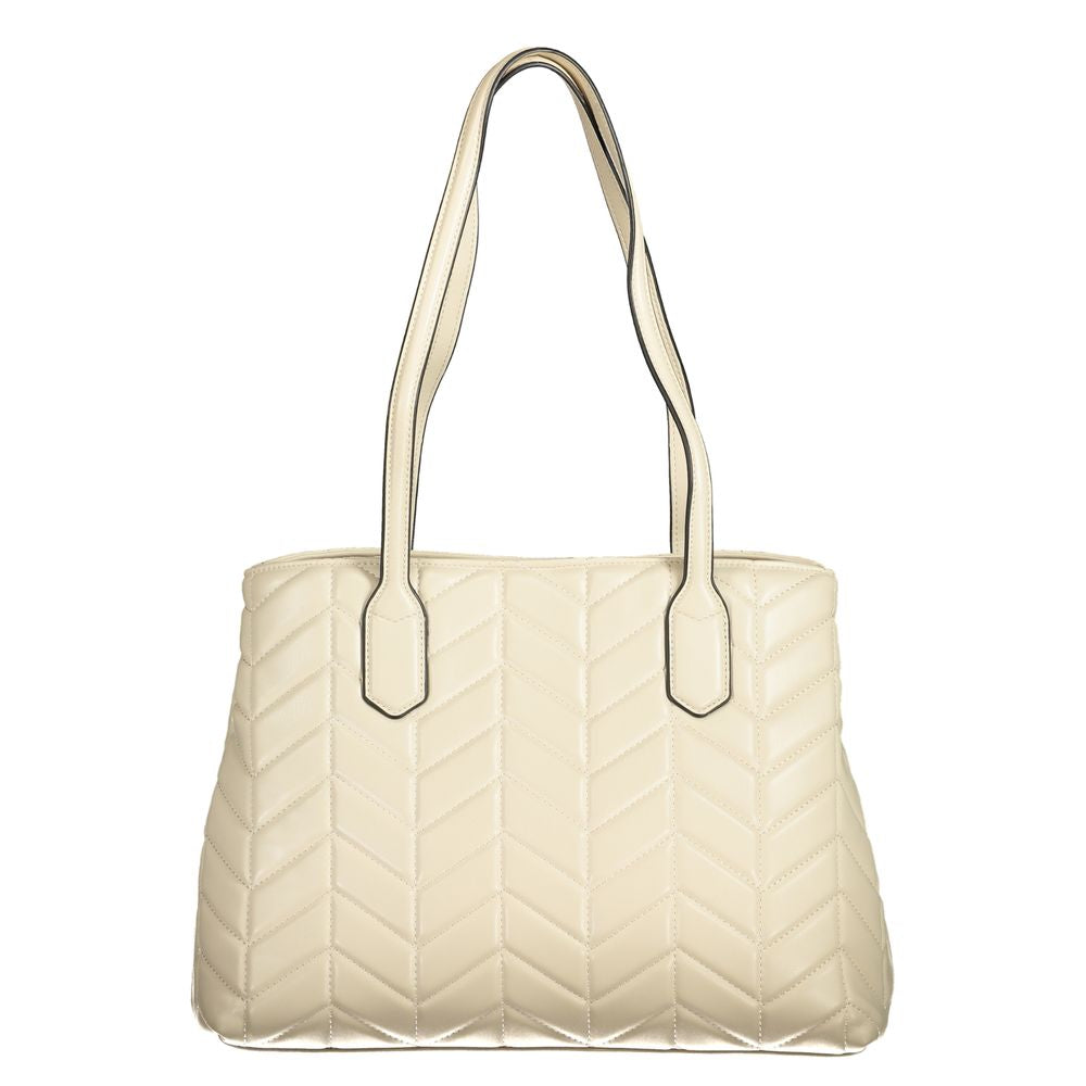 Beige Polyurethane Women's Bag