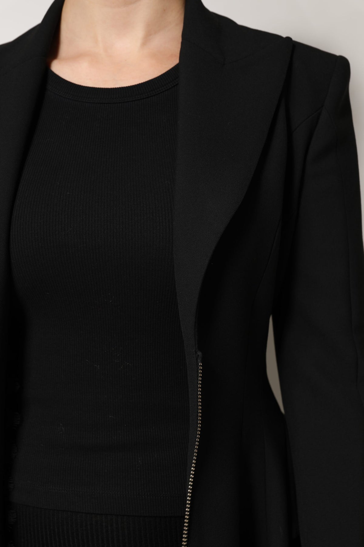 Black Polyester Single Breasted Trench Coat Jacket
