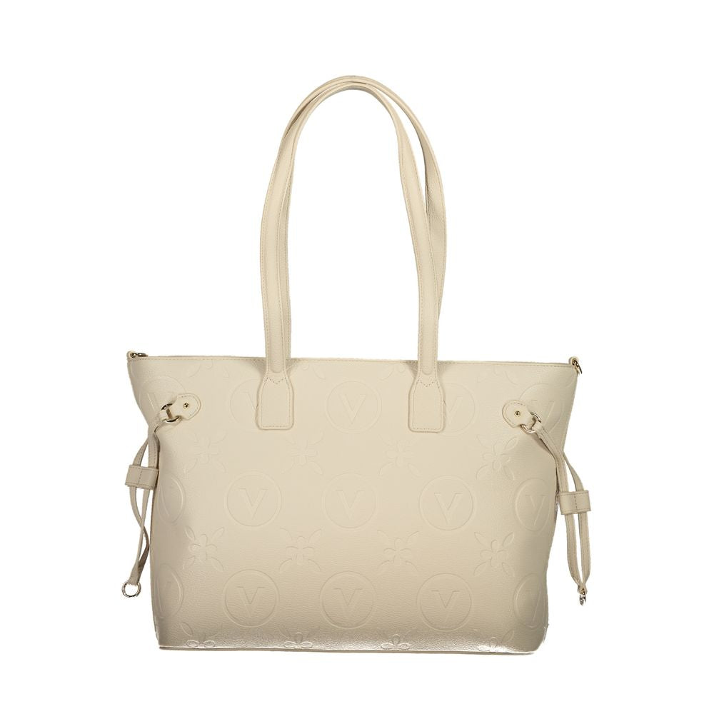 Beige Polyurethane Women's Bag with Adjustable Straps