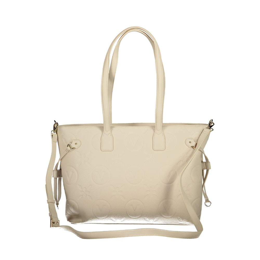 Beige Polyurethane Women's Bag with Adjustable Straps