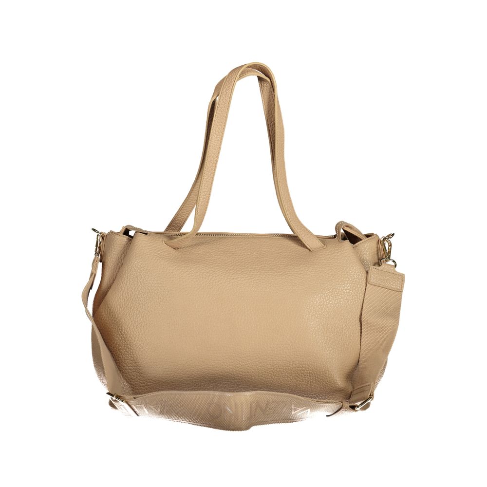 Beige Polyurethane Women's Bag with Adjustable Shoulder Strap