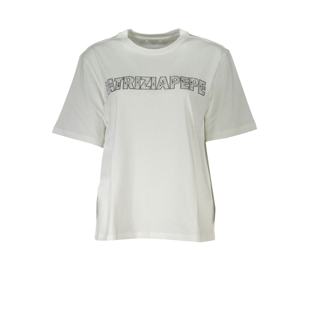 White Cotton Women T-Shirt