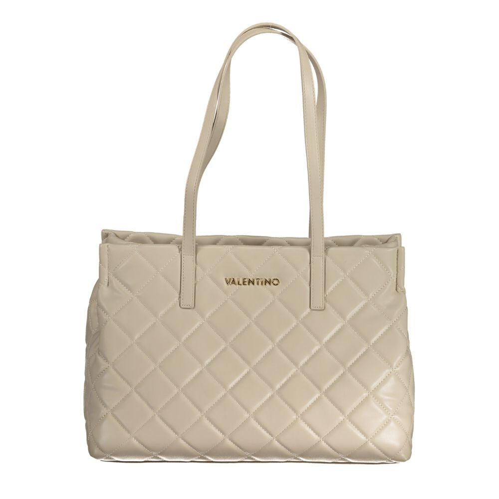 Beige Polyurethane Womens Bag