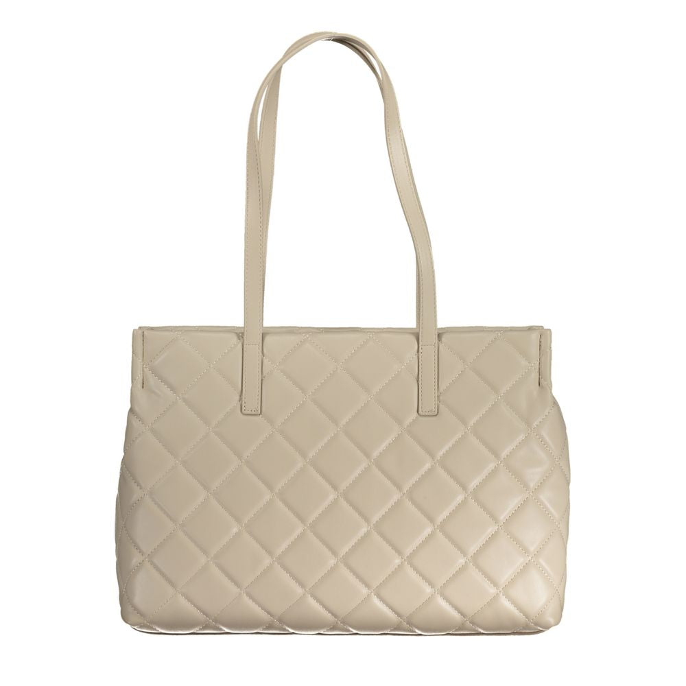 Beige Polyurethane Womens Bag
