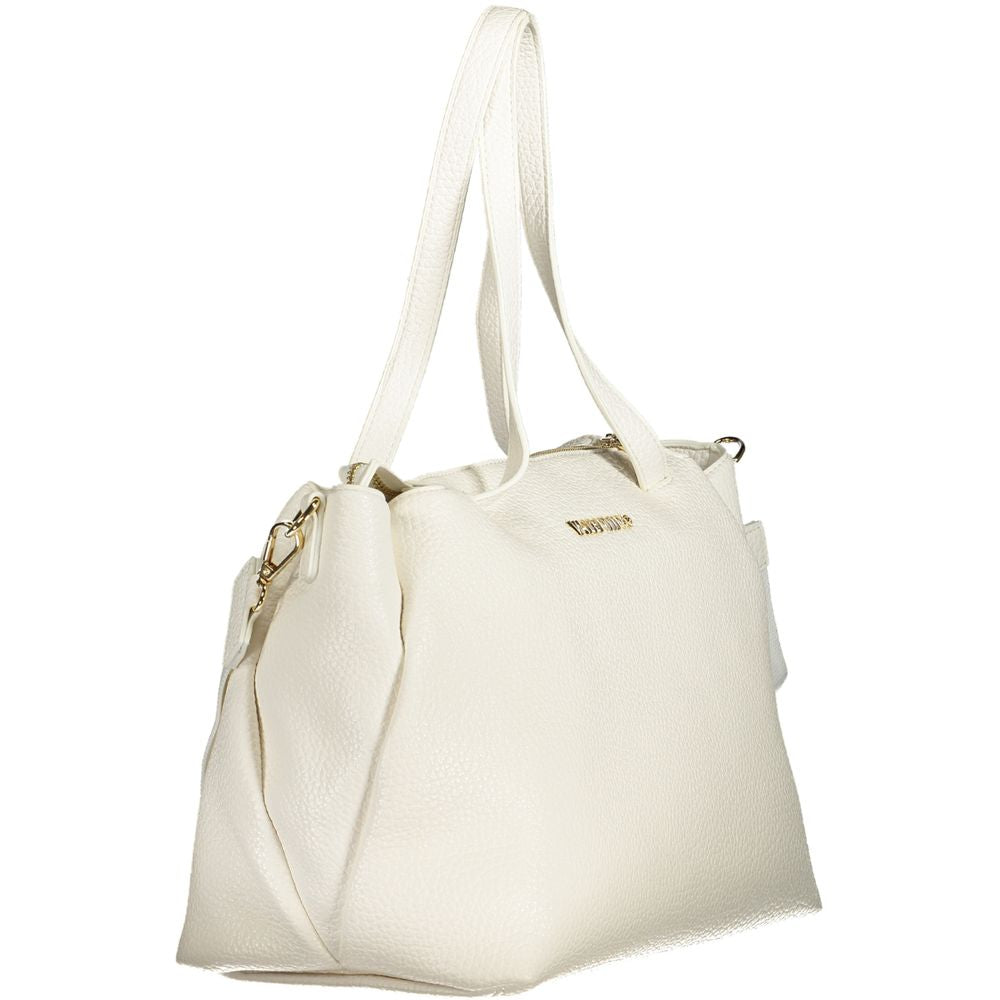 Bianco Polyurethane Women's Bag with Handles and Internal Pocket