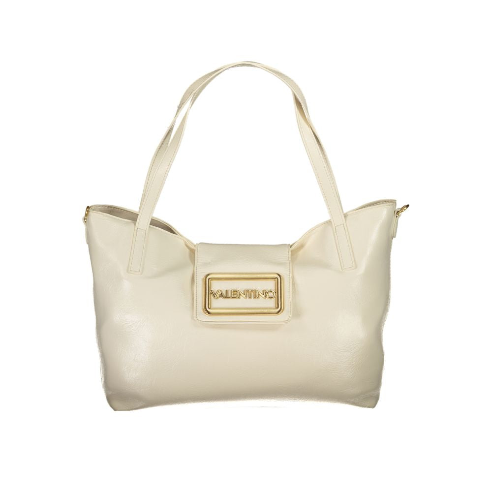 Beige Polyurethane Womens Bag