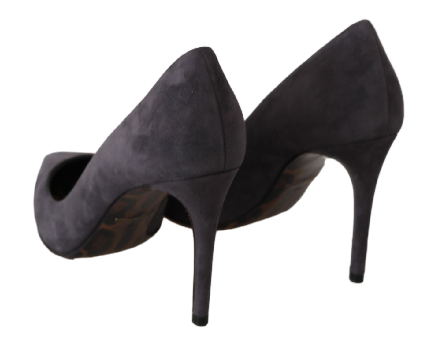 Gray Suede Leather Stiletto Shoes Heels
