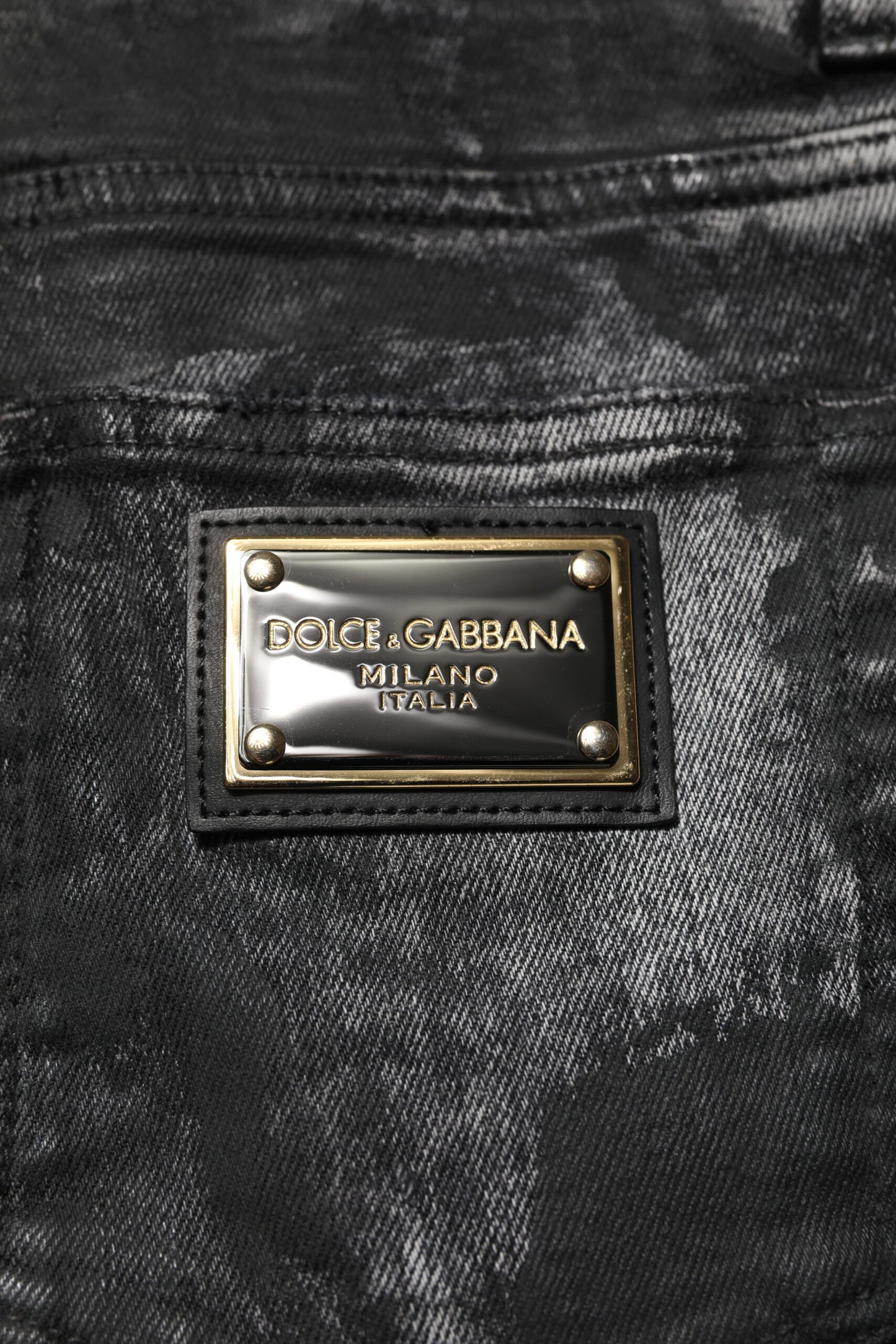 Black Washed Embellished Skinny Denim Jeans