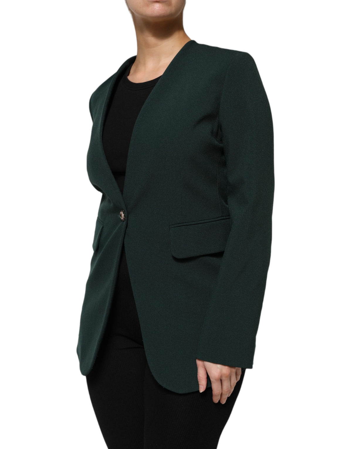 Green Single Breasted One Button Coat Jacket