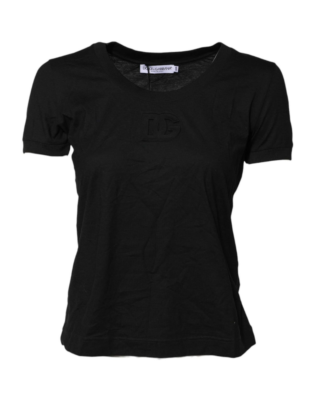Black Cotton Short Sleeves Round Neck T-shirt