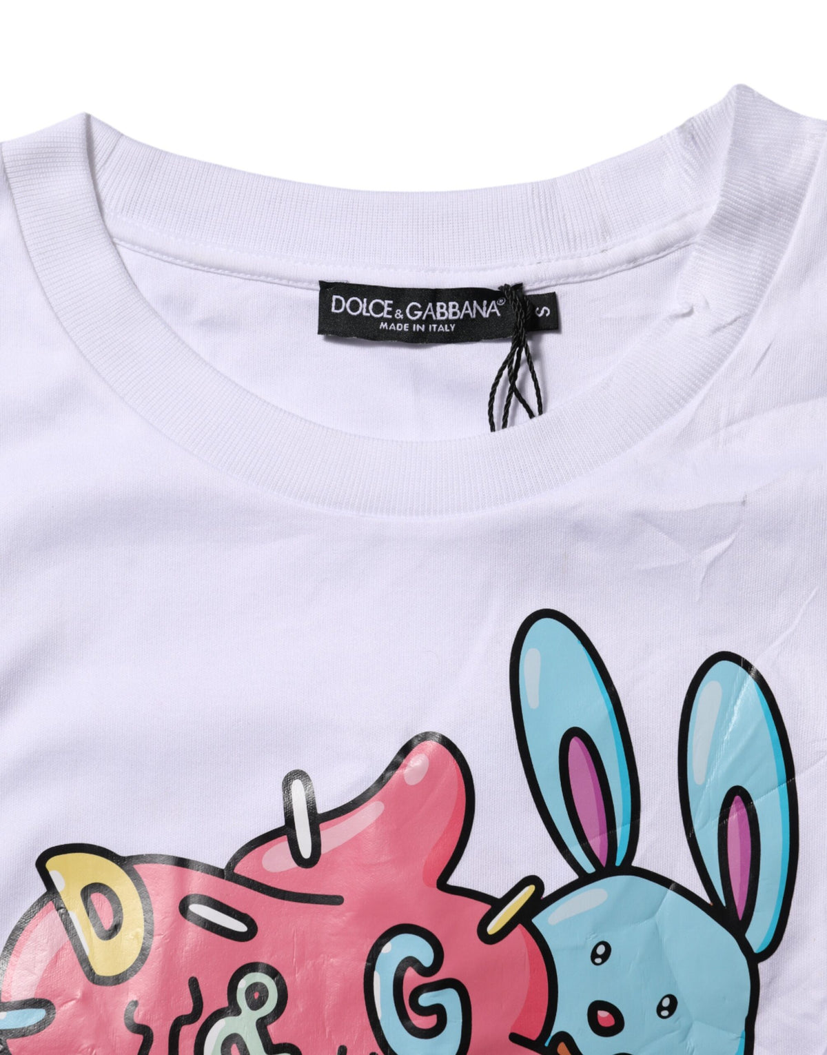 White Cotton Graphic Print Crew Neck T-shirt