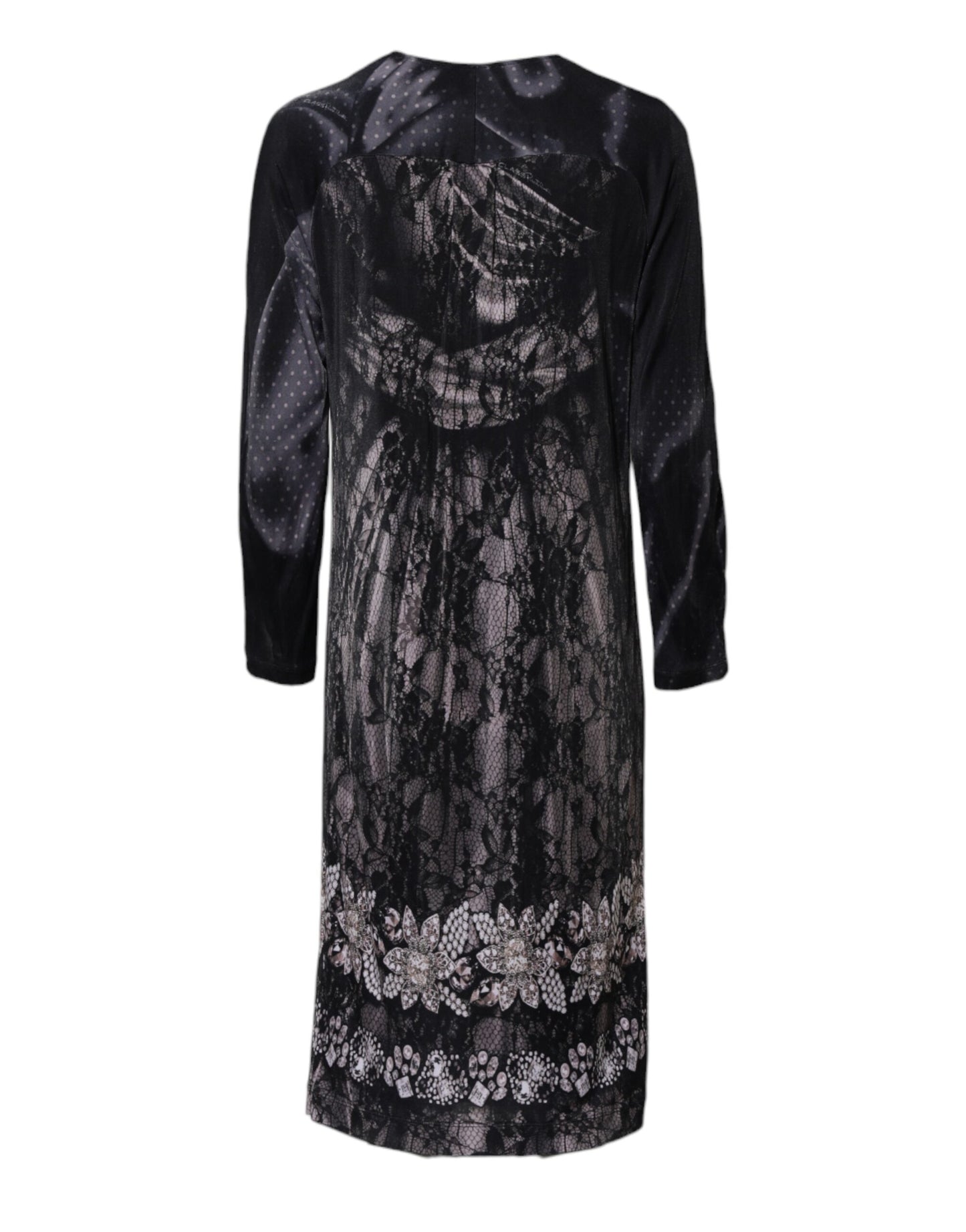 Black Floral Viscose Sheath Midi Dress