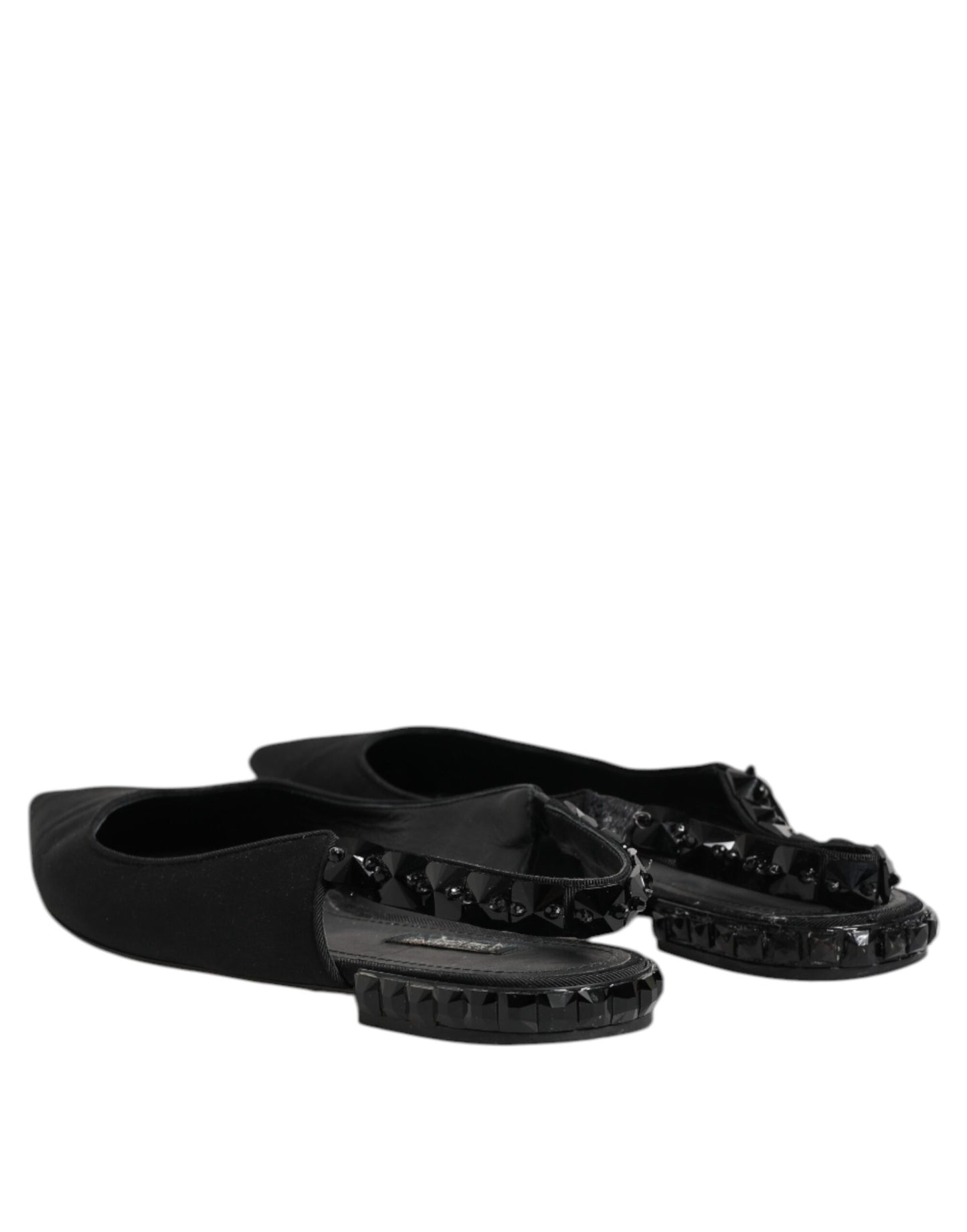 Black Crystal Charmeuse Slingback Shoes