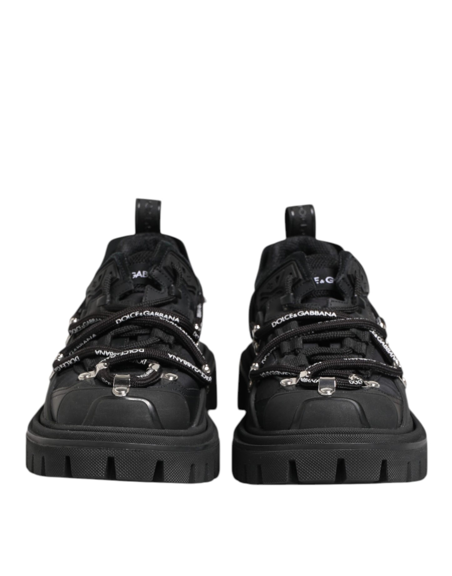 Black Low Top Lace Up Trekking Sneakers Shoes