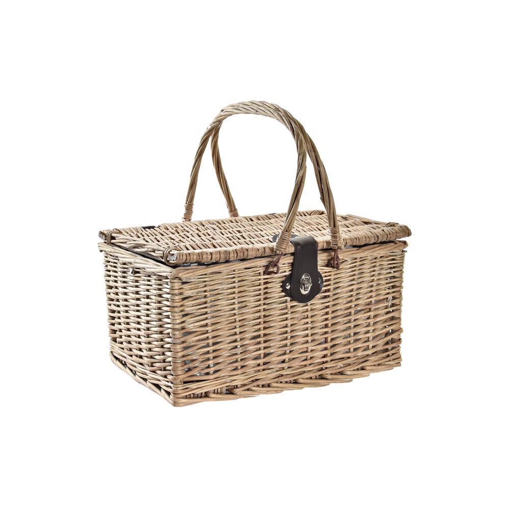 Picnickurv DKD Home Decor – Naturligt Flet med Blå Detaljer, til 4 personer