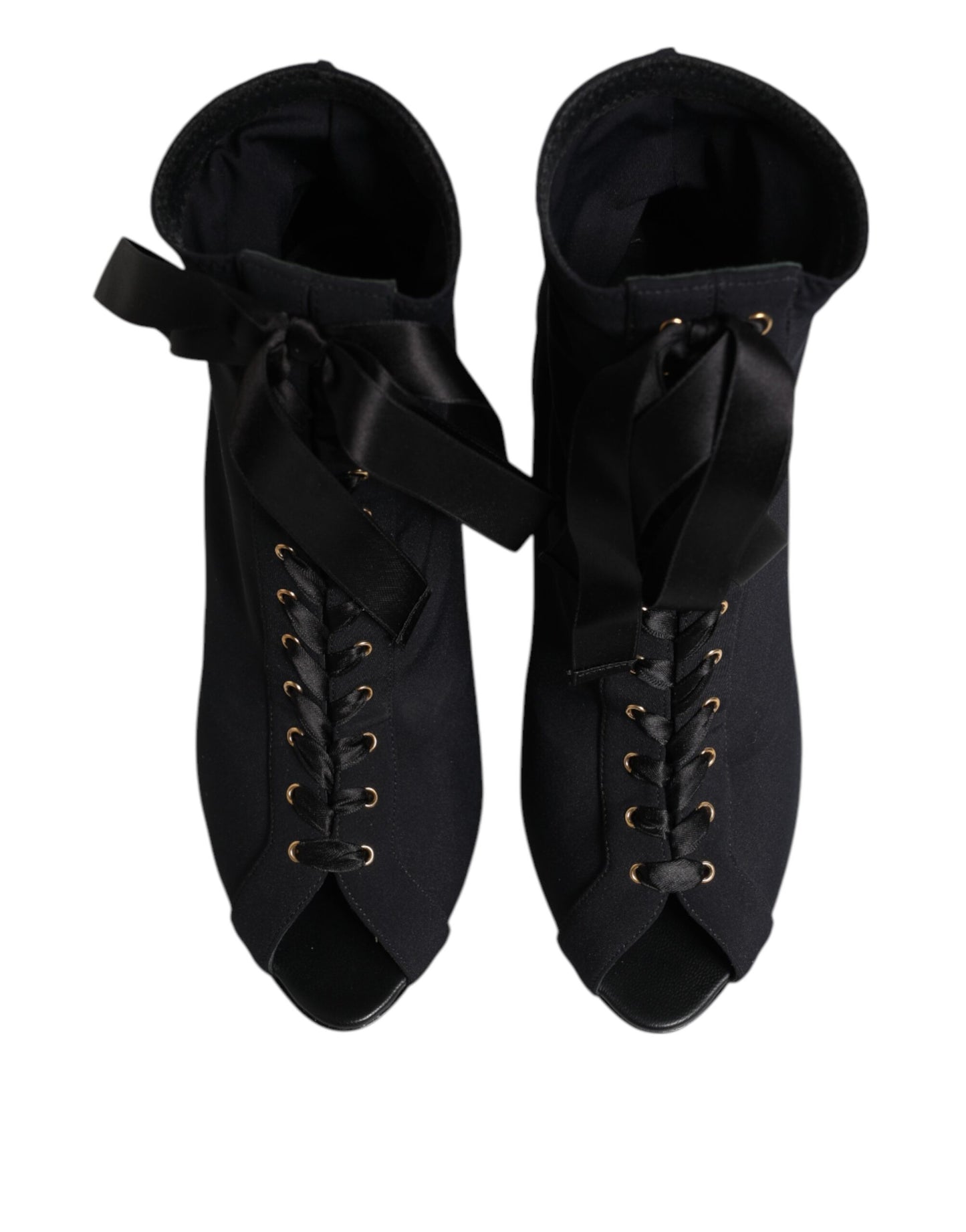 Black Stiletto Heels Lace Up Boots Shoes