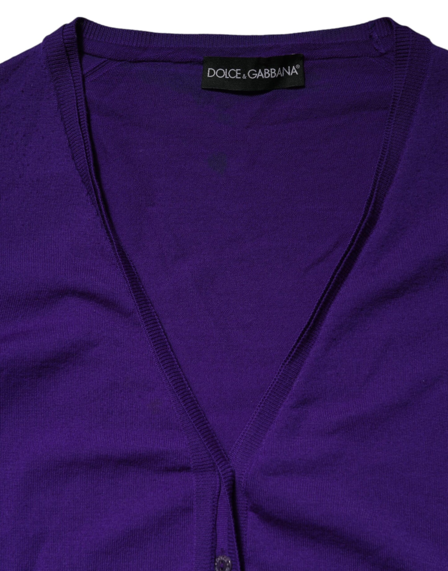 Purple Wool Knit V-neck Cardigan Sweater