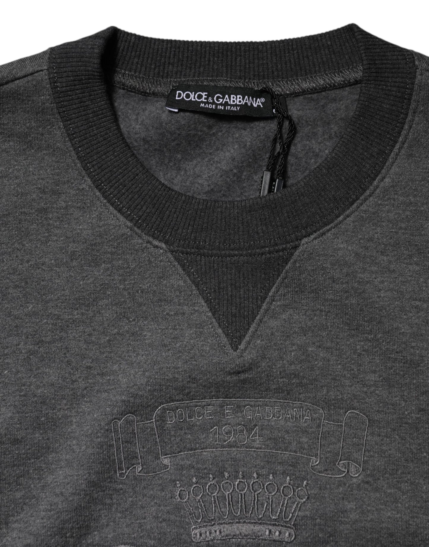 Gray DG Logo Embroidered Pullover Sweater