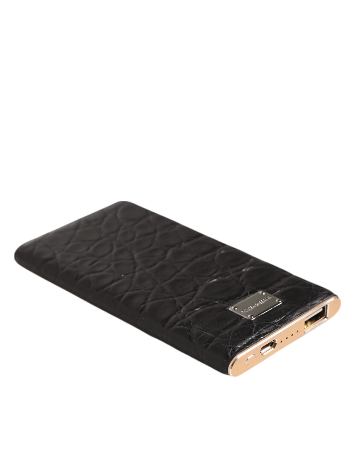 Black Leather Embossed Exotic 3000mAh Power Bank Charger USB