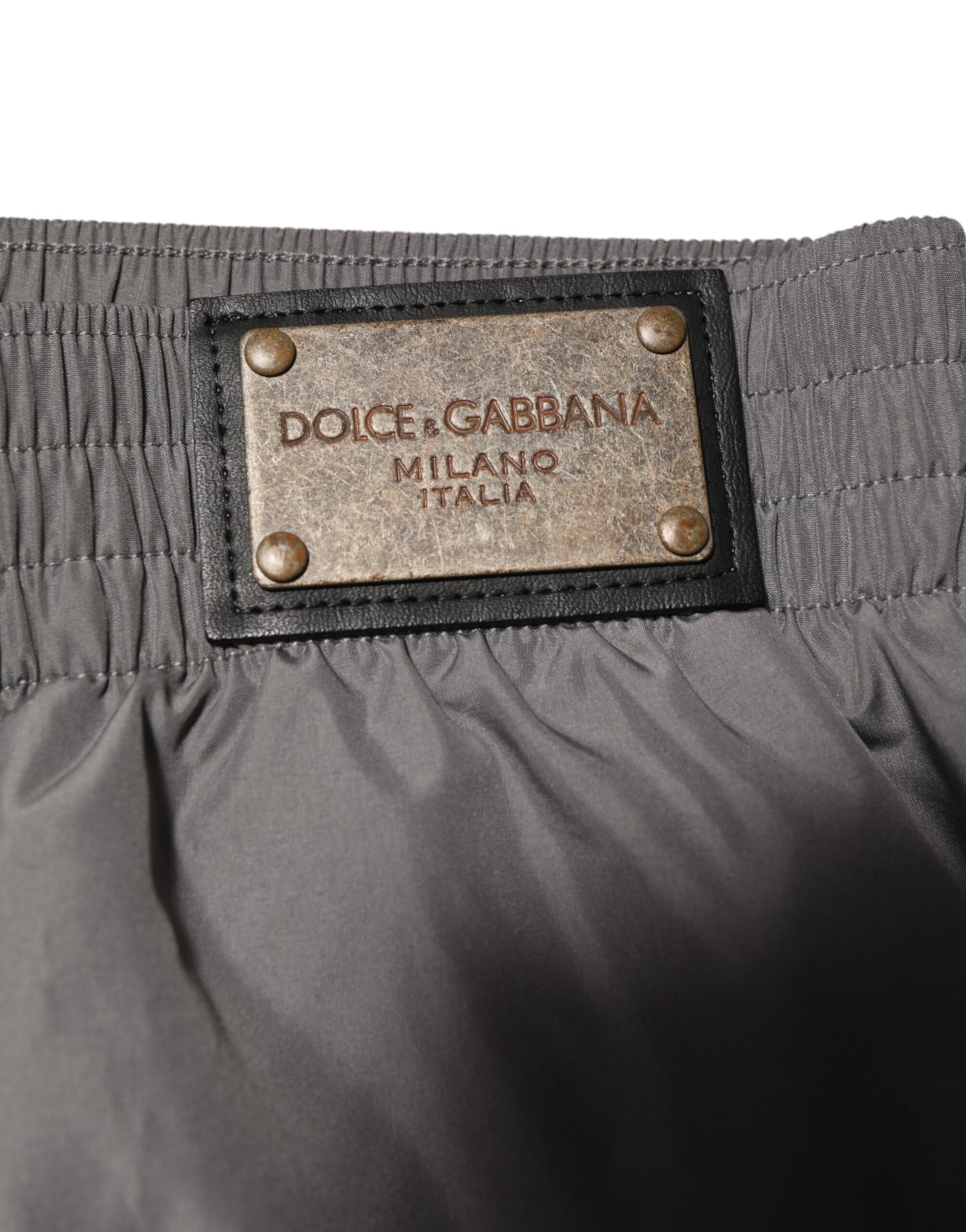 Light Gray Nylon Elastic Waist Shorts Swimwear