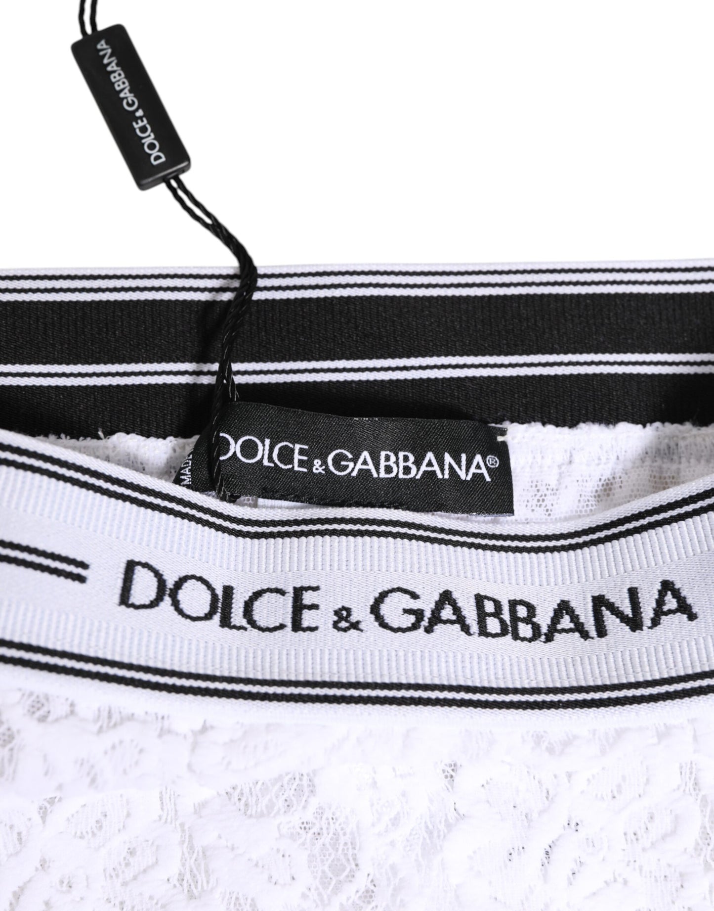 White Lace Slip Brief Logo Waistband Underwear