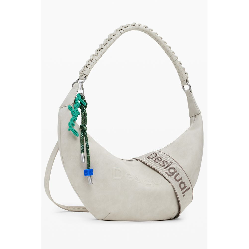 Beige Polyurethane Women's Handbag