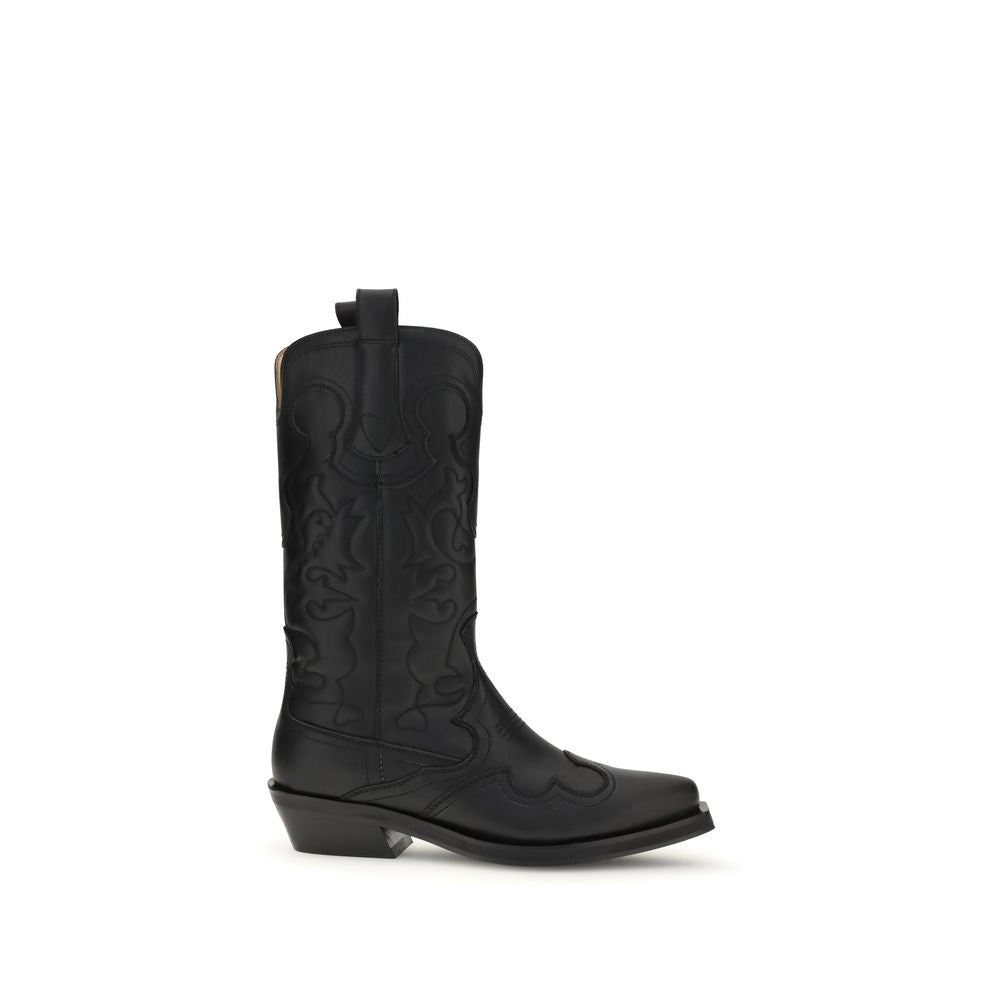Black Recycled Leather Lace-Up Boots