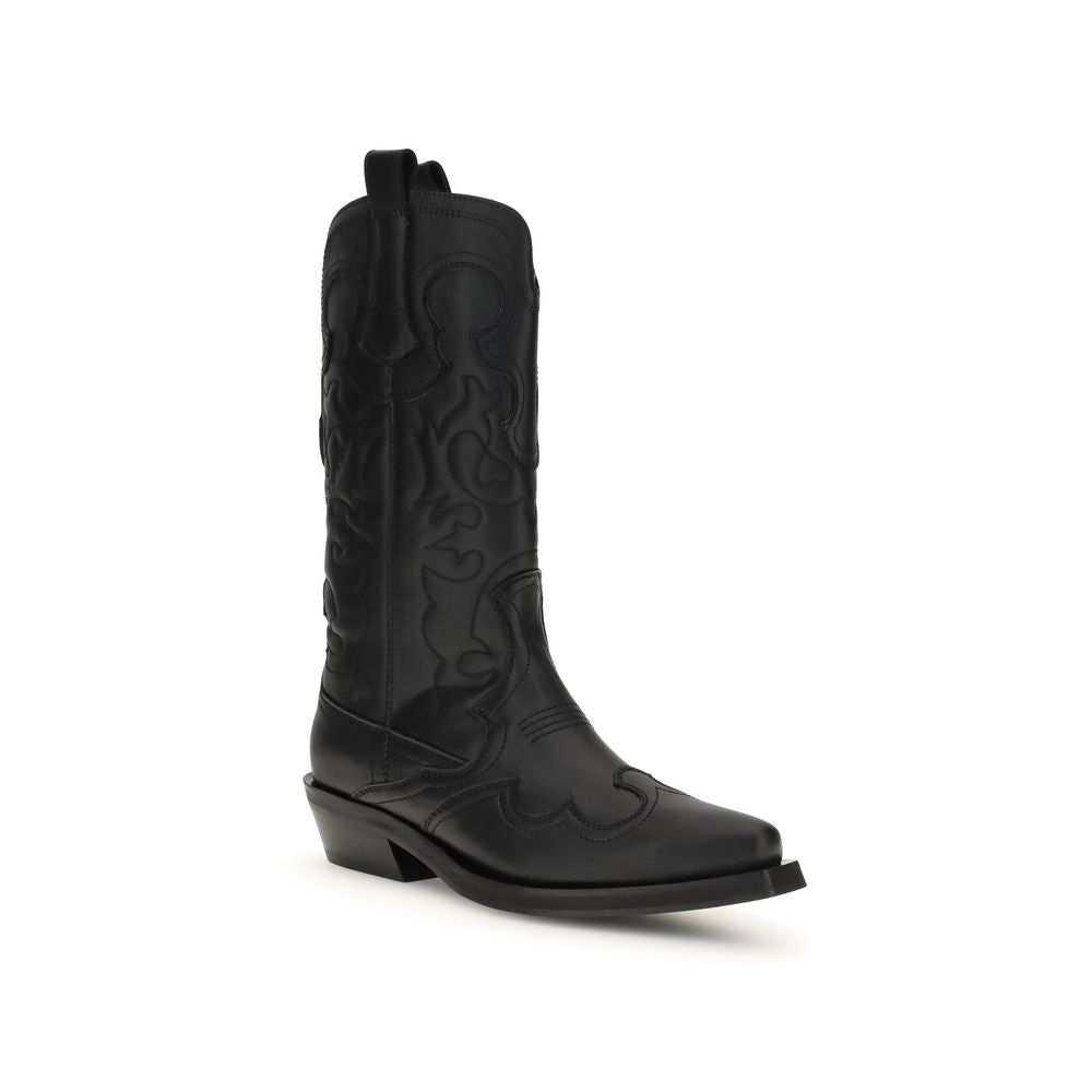Black Recycled Leather Lace-Up Boots