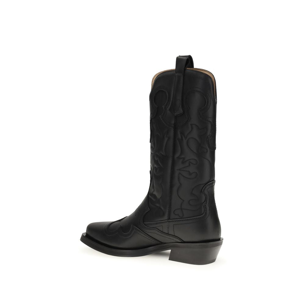 Black Recycled Leather Lace-Up Boots