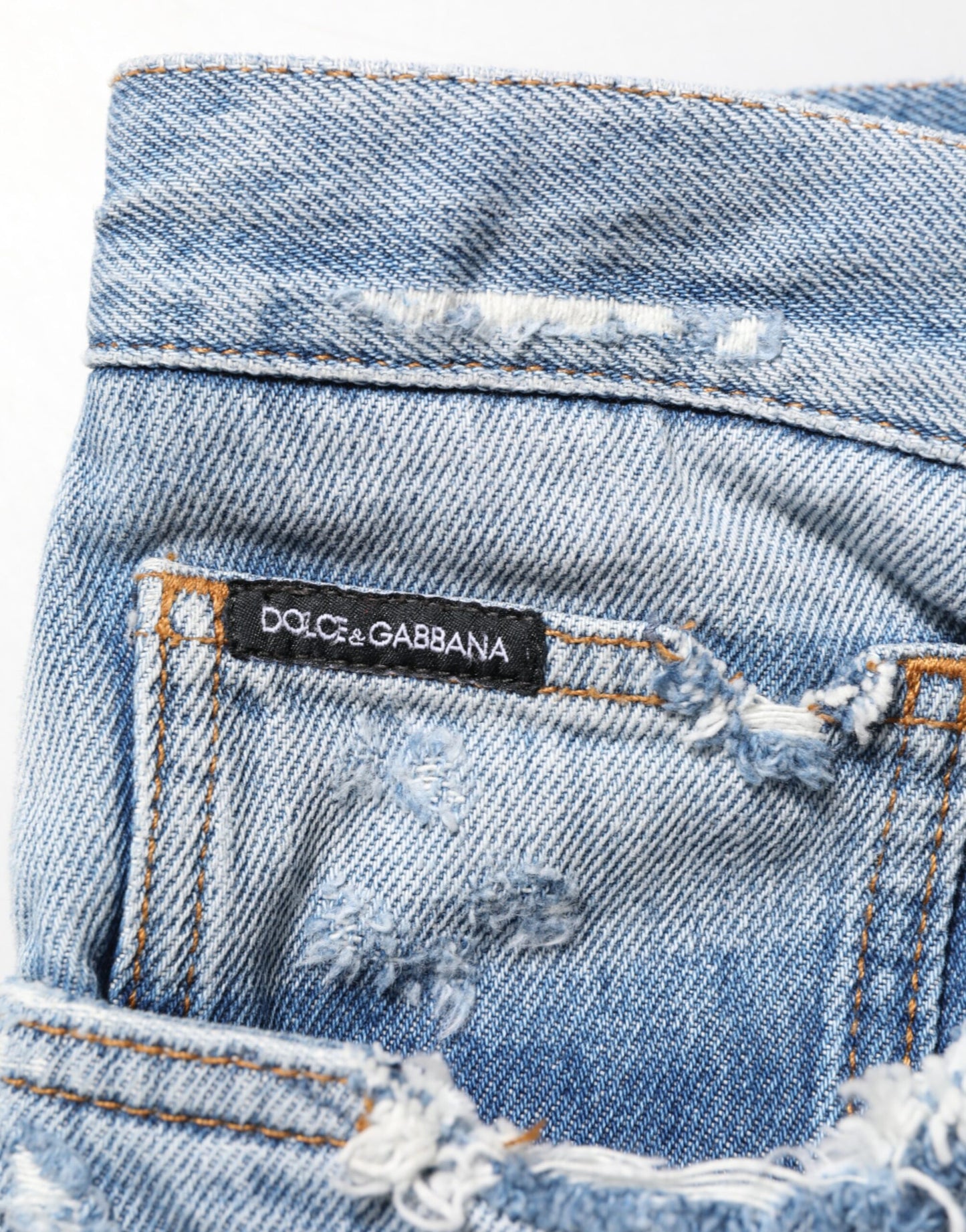 Blue Distressed Ripped Denim Pants Jeans