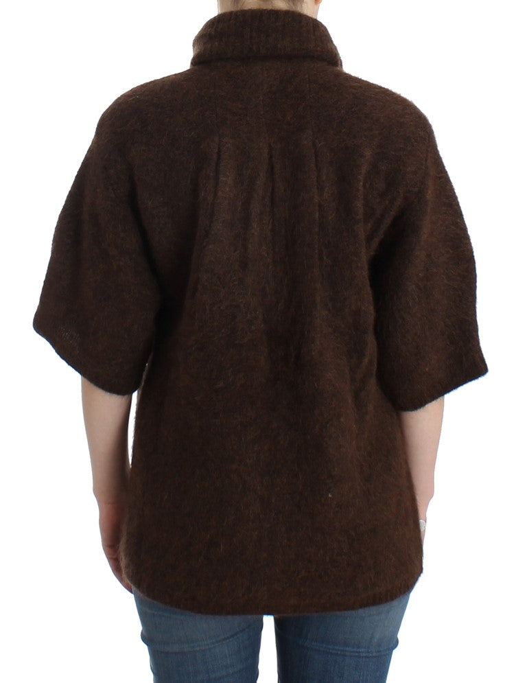 Brown mohair knitted cardigan