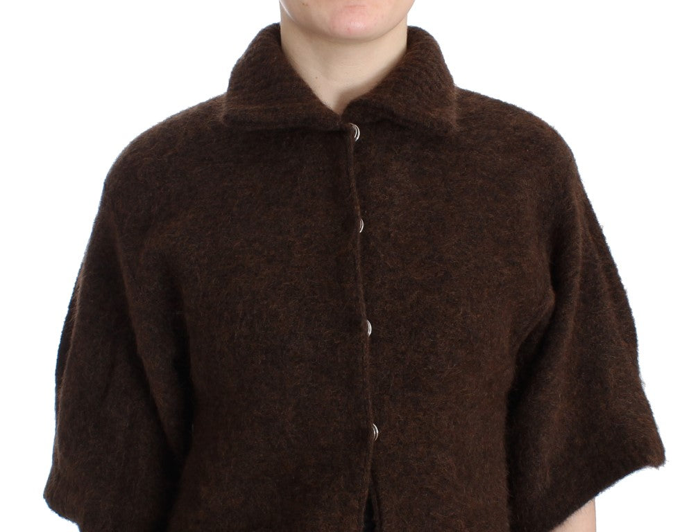 Brown mohair knitted cardigan